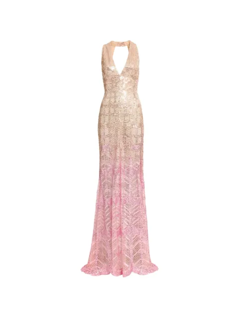 Elie Saab sequin-embellishment tulle maxi dress Neutrals D0922NF25YA046