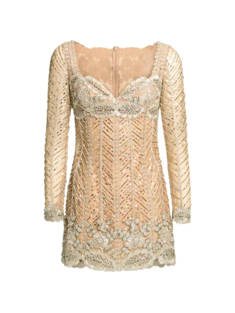 Elie Saab bead-embroidered mini dress Neutrals D0930NF25BE043