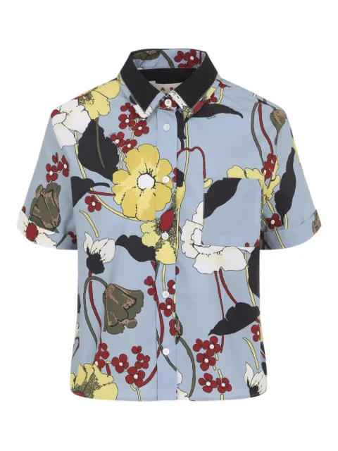 Marni floral pocket cotton shirt Blue CAMA0669QSUTC581