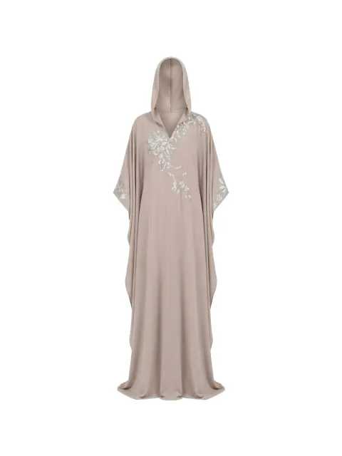 Saiid Kobeisy embellished-front hooded abaya Neutrals RTCARD26LD009