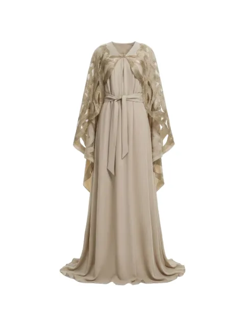 Saiid Kobeisy V-neck cape-effect gown Neutrals RTCARD26LD002
