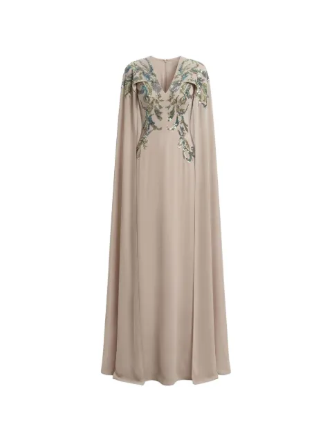 Saiid Kobeisy embellished-front cape dress Neutrals RTCARD26LD005