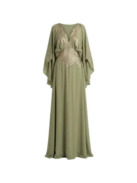 Saiid Kobeisy embellished-upper V-neck gown Green RTCARD26LD001