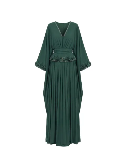 Saiid Kobeisy embroidered-details long-sleeve dress Green RTCARD26LD003