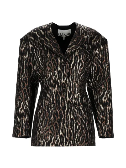 GANNI animal-print blazer Black A1020041