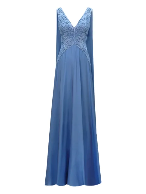 Gemy Maalouf beaded corset cape gown Blue GMSS257467LD
