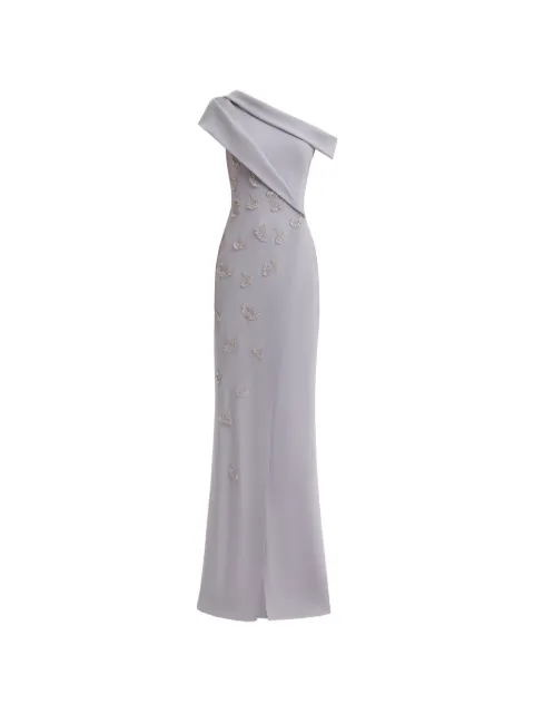 Gemy Maalouf folded-detail asymmetrical-neck gown Grey GMR267742LD
