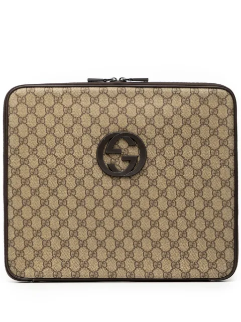 Gucci Pre-Owned 2000-2015 GG Supreme Laptop Case clutch bag Brown G16QCW6K52FLXX0S