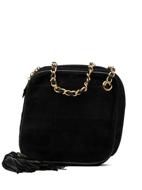 CHANEL Pre-Owned 1989-1991 CC Quilted Suede Diamon Tassel Bag crossbody bag Black 86S9FMF8R19KM6JT