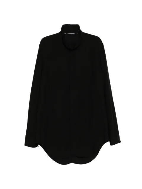 Julius high-neck curved hem shirt Black 927SHM1BK
