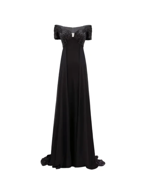 Gemy Maalouf beaded off-shoulders dress Black GMSS257465LD