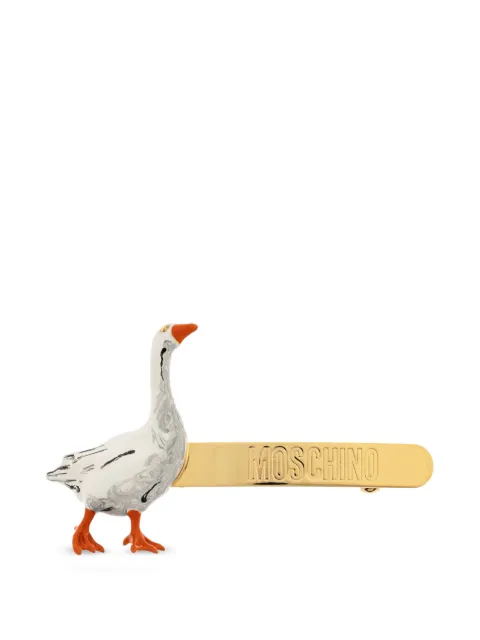 Moschino goose logo-embossed hair accessory Gold A91018401