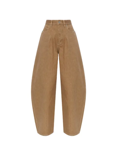 Jacquemus pleat-detail wide-leg denim jeans Brown PAW00609AD00058