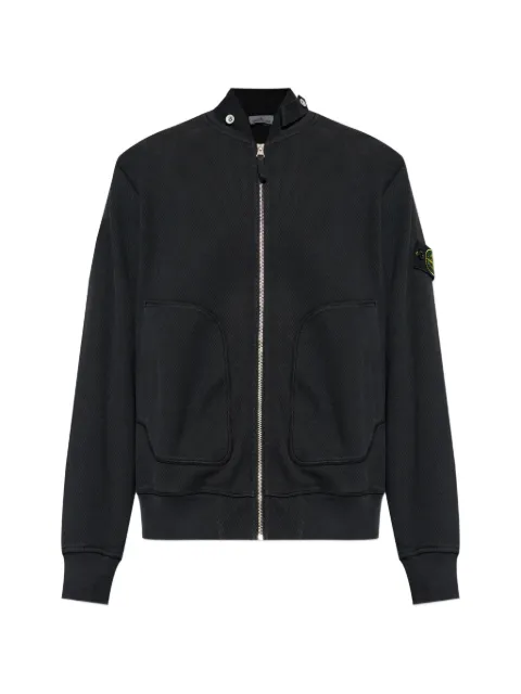 Stone Island 6100014 mesh stitch organic cotton fleece jacket Black L1S156100014S0297