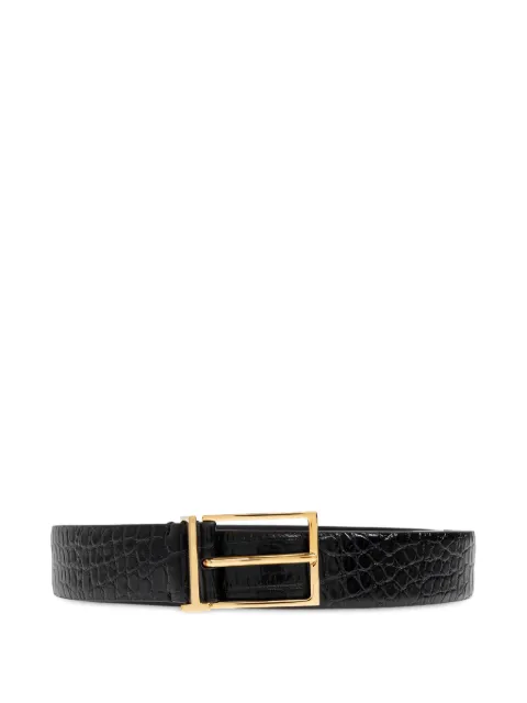 TOM FORD crocodile-effect buckled belt Black TB325LCL439G