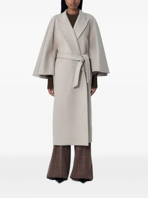 Max Mara peak-lapels self-tie coat Neutrals 2521016022600