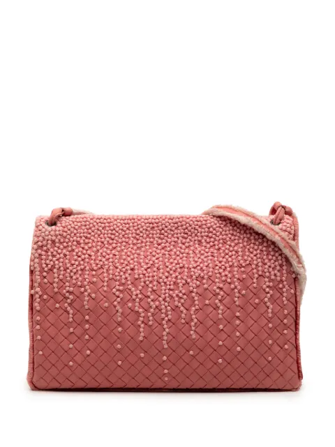 Bottega Veneta Pre-Owned 2010 Nappa Intrecciato Embroidered Fold Over crossbody bag Pink 3W86MCAKTBBT6OLT