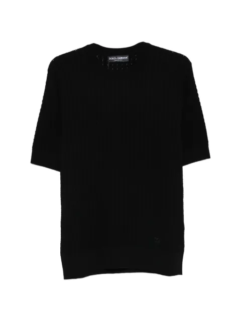 Dolce & Gabbana short-sleeve knitted T-shirt Black GXX03ZJBCI7