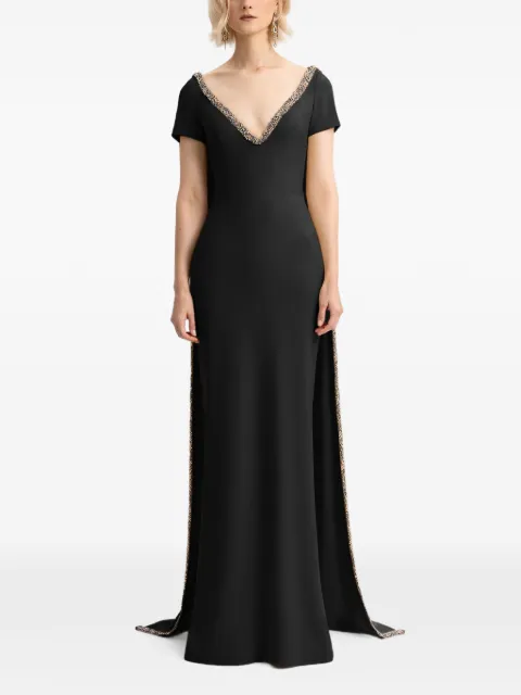 Gemy Maalouf beaded V-neck maxi dress Black GMSS257462LD
