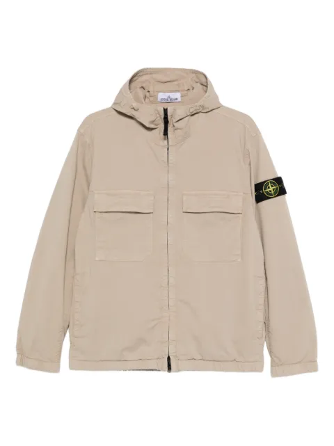 Stone Island 4100077 stretch organic cotton twill hooded jacket with anti-drop Neutrals L1S154100077S0A10