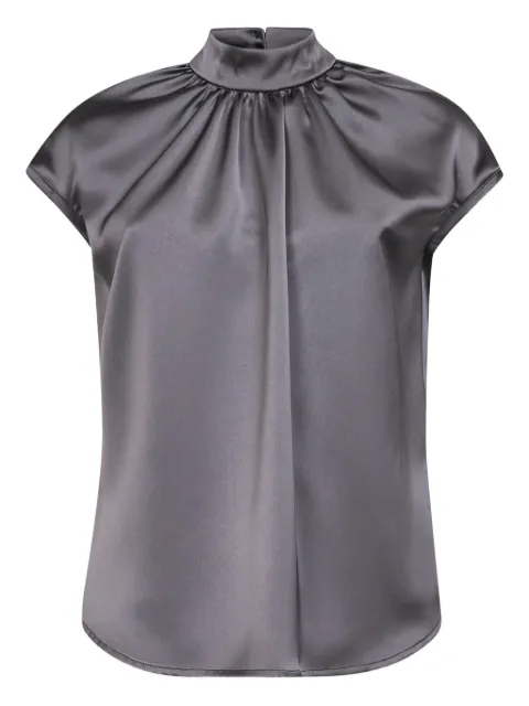 Blanca Vita gathered stand-collar top Grey MARIA2844PIOMBO