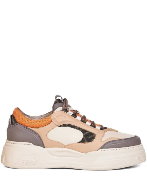 FENDI Force embossed padded leather sneakers Neutrals 7E1728AU20