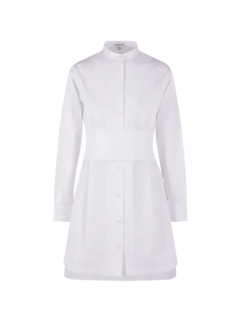 Alaïa band-collar pleated dress White AA9R2874T611C