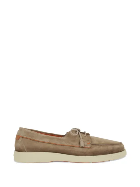 Santoni lace-up suede boat shoes Neutrals MGDT19050TICSFETM13