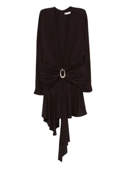 Christopher Esber stone-detail draped mini dress Brown 25043414