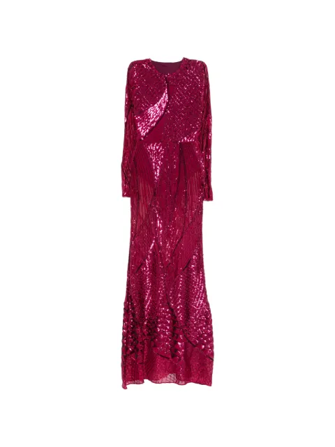 MIAU by Clara Rotescu Halo sequinned maxi dress Red HALO