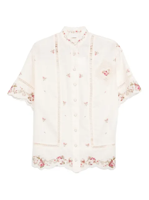 ZIMMERMANN Patience lace floral shirt Neutrals 5378TRS264