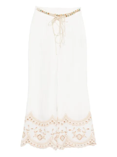 ZIMMERMANN Wanderlust beaded embroidered trousers White 5797PRS262
