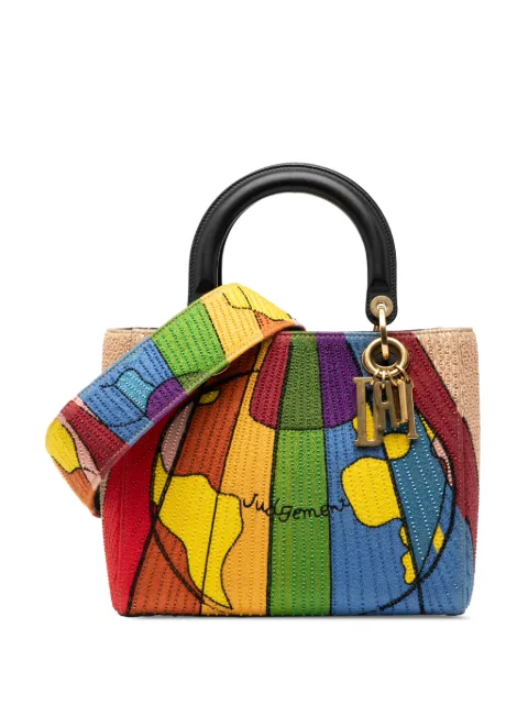 Christian Dior Pre-Owned 2017 Medium Canvas Beaded and Embroidered Tarot Judgment Lady Dior satchel Brown PQAMHK7HIDR14P5D