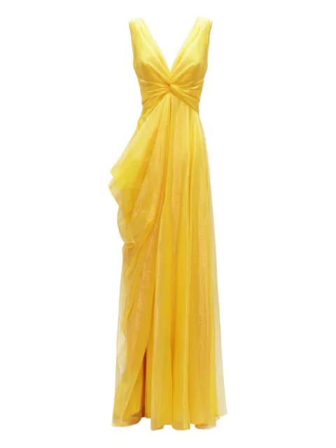 Gemy Maalouf V-neckline draped maxi dress Yellow GMR257435LD