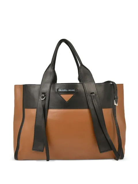 Prada Pre-Owned 2010s colourblock leather tote bag Brown 115952