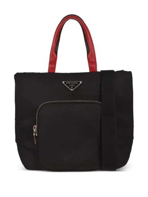 Prada Pre-Owned 2010s logo-plaque tote bag Black 134805