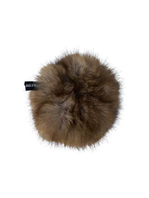 Balenciaga Holli faux-fur round scrunchie Brown 848436TZ55B