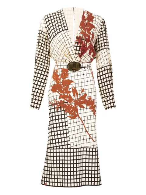 Silvia Tcherassi Kadira geometric-print belted midi dress Neutrals ST260008