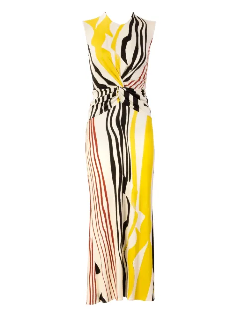 Silvia Tcherassi Luna striped-detail knotted midi dress White ST260004
