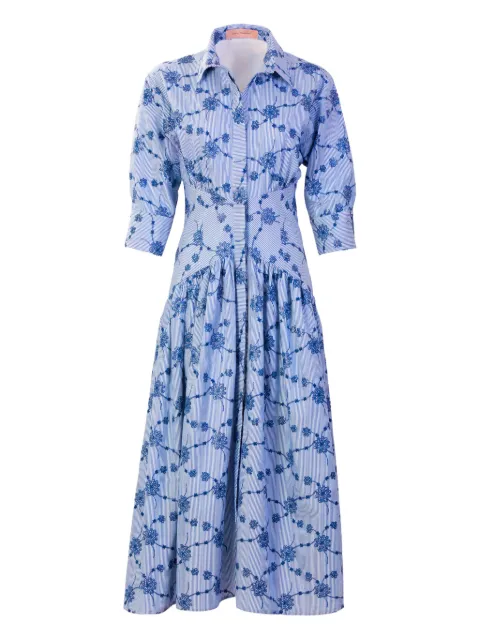 Silvia Tcherassi Indy embroidered-flowers midi dress Blue ST260038
