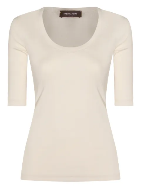 Fabiana Filippi scoop-neck T-shirt Neutrals JED266F603L896