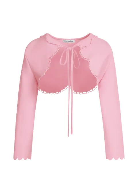 Oscar de la Renta scallop-trim cardigan Pink 26SN134LOPTLP