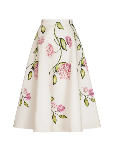 Oscar de la Renta flower-print midi skirt White 26SN4042PLKPIW