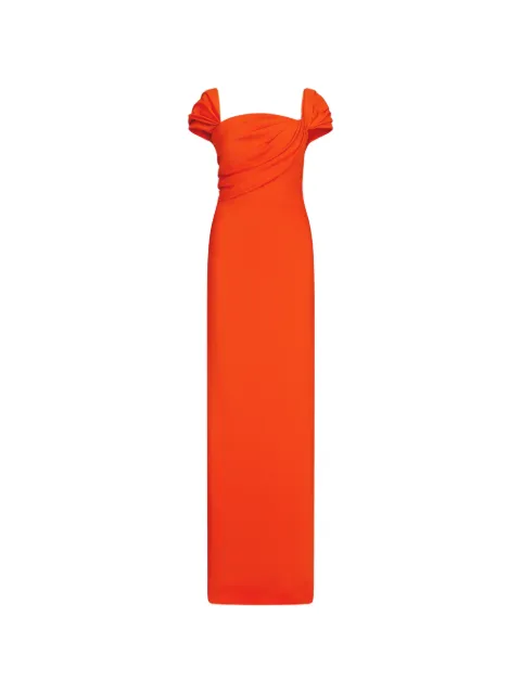 Oscar de la Renta draped detailed cady gown Orange 26SN041SRYCQT