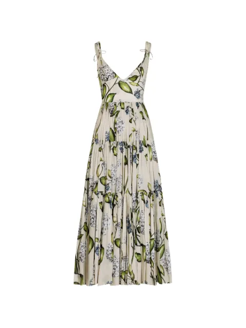 Oscar de la Renta floral-print V-neck midi dress Neutrals 26SN251PVODWH