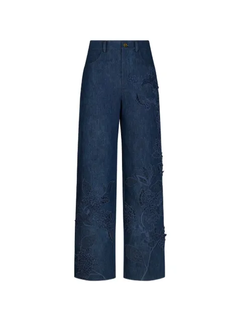 Oscar de la Renta flower-detail denim jeans Blue 26SE303SHMMWD