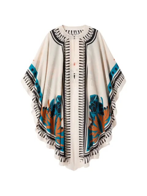 La DoubleJ Maria floral print cape Neutrals SCA0092CRE002FLO02WH04