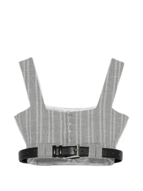 Vestiaire d'un Oiseau Libre striped belted top Grey STRIPESWOOLTOP