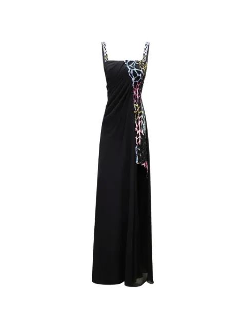 Gemy Maalouf draped beaded maxi dress Black GMSS257456LD