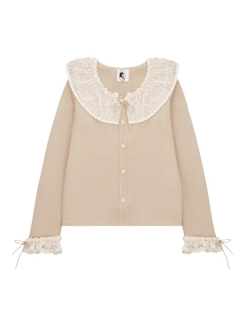Sleeper Malena lace-collar cardigan Neutrals MACG09P017L